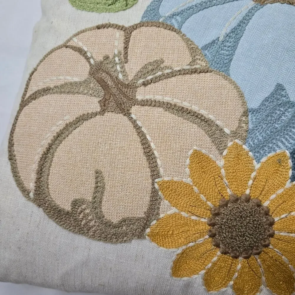 Harvest Pumpkin Sunflower Throw Pillow 18x18 Cottagecore Fall Autumn Farmhouse